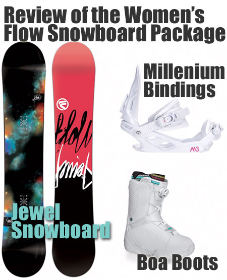Women's Flow Snowboard Package with Jewel Snowboard, Millenium Bindings, Boa Boats